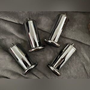 Set of Four Chrome Furniture Legs - silver toned - approx 5 in good condition